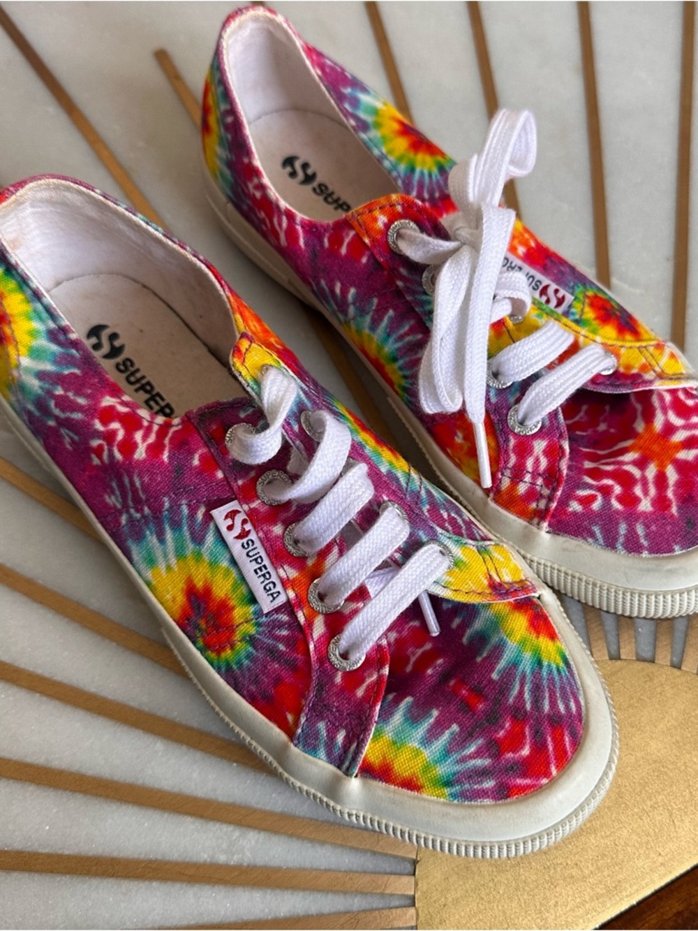 Superga rainbow tie dye sneakers size 6 women’s
